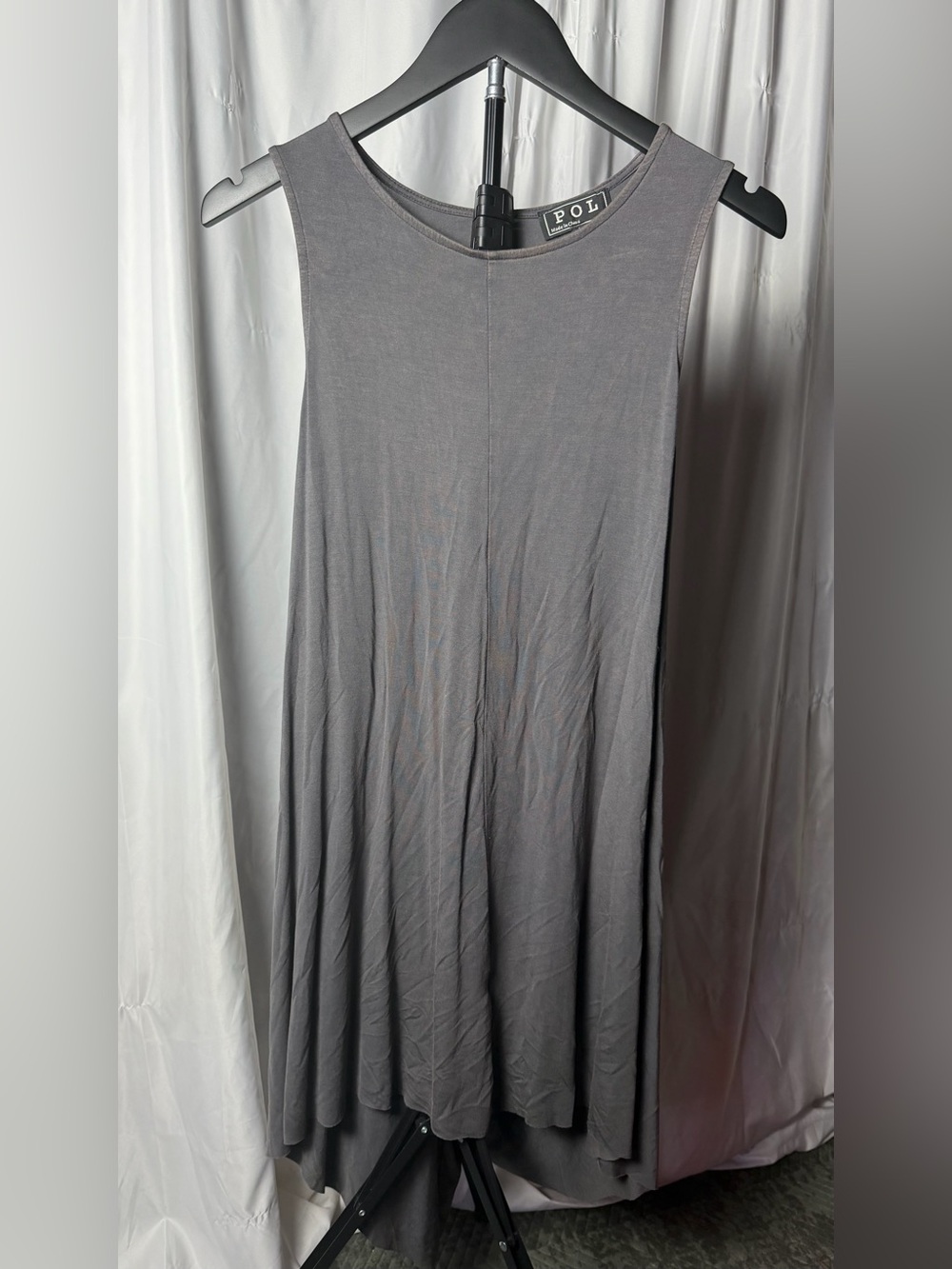 POL Open‑Back Gray Dress — Large